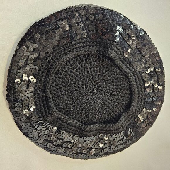 Sequin Baret Cap Hat Headpiece - Picture 2 of 6